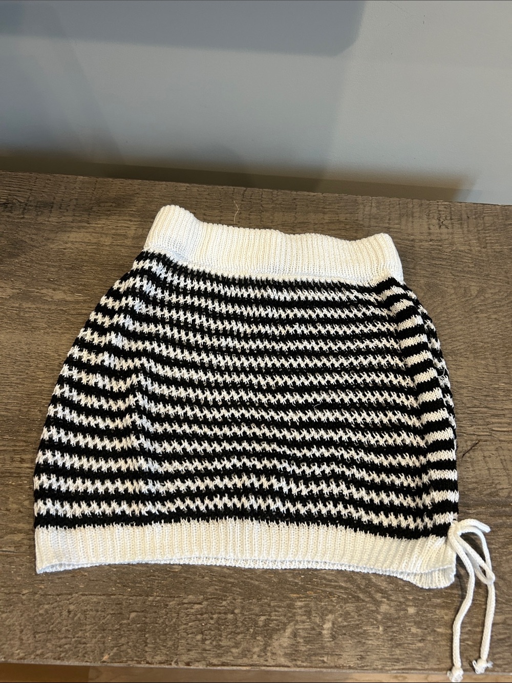 Women’s Black and White Knit Stripe Mini swimsuit cover up